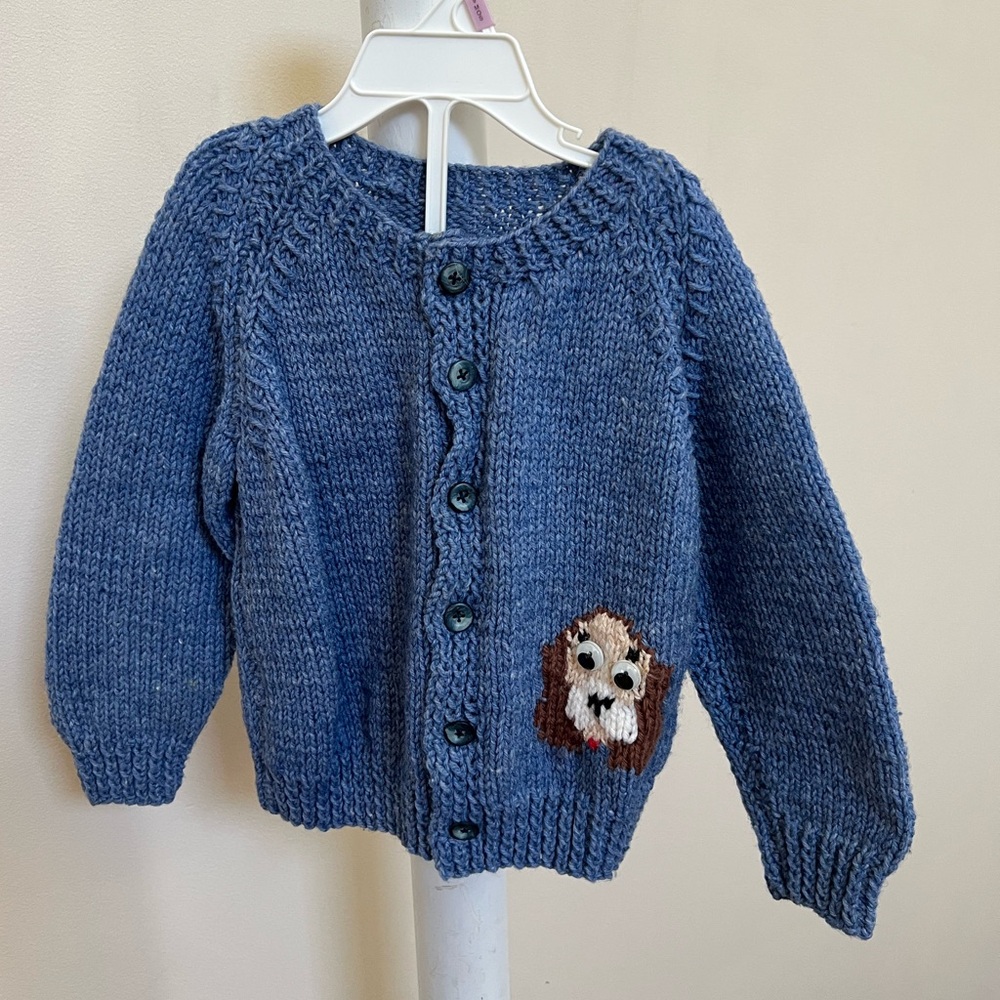 Like New Cardigan Sweater Puppy Dogs Toddler Size 9 Months Baby Blue Unbranded